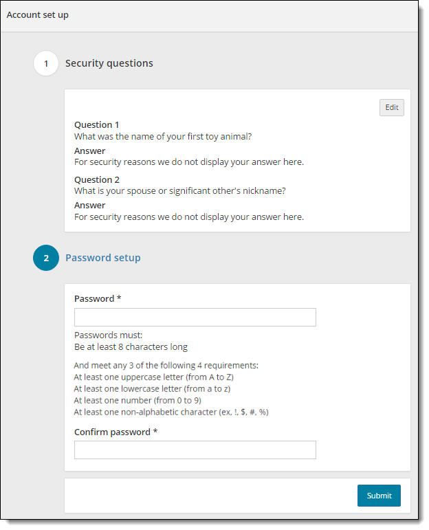 Create Connect account password.
